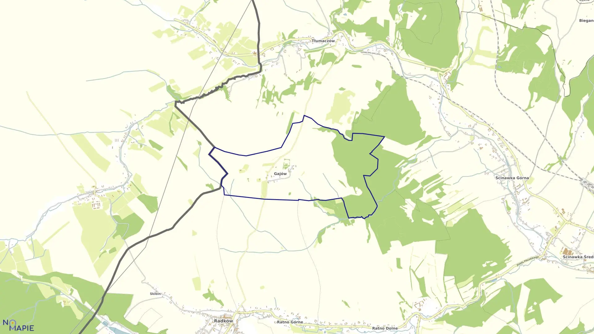 Mapa obrębu Gajów w gminie Radków
